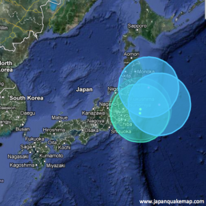 Japan Quake Map, Kaart aardbevingen Japan