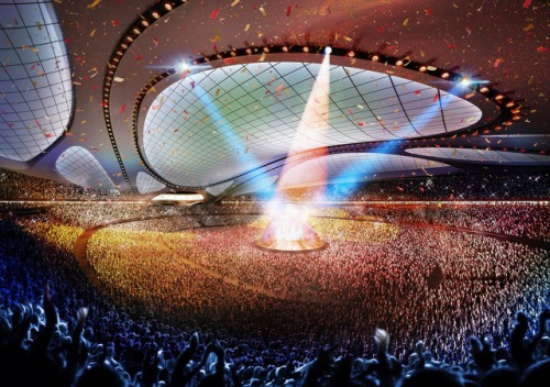 Voorstel voor binnenkant stadion van architect Zaha hadid